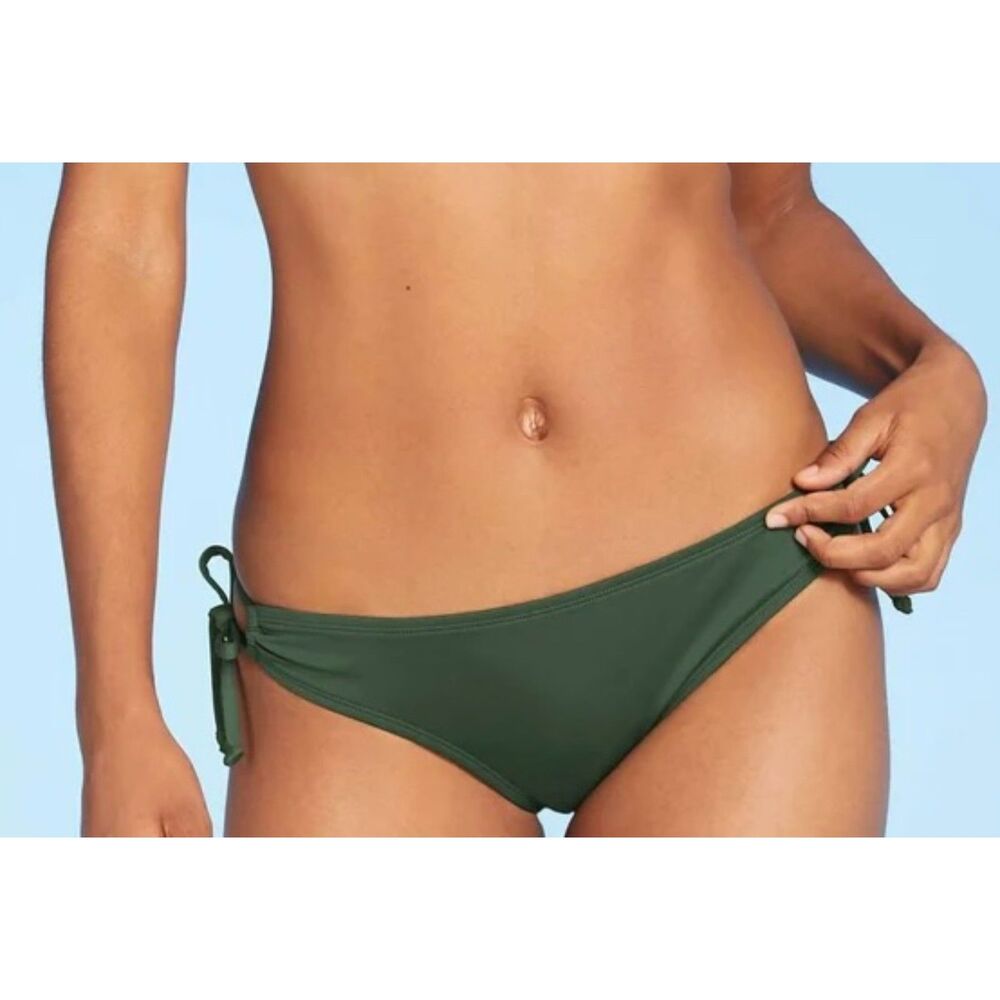 Kona Sol Bikini Bottom w/ Keyhole side ties, Palm Green, Size: XL